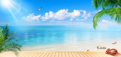 Miễn phí download Photoshop Nền Bãi Biển Mùa Hè. Định dạng file PSD Photoshop. Chủ đề: mùa hè, kỳ nghỉ hè, bãi biển, lá dừa, bầu trời, chim hải âu, 